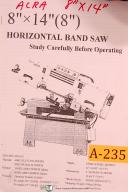 Acra 8" x 14", Sawtech, Horizontal Band Sw, Operation & Pars List Manual
